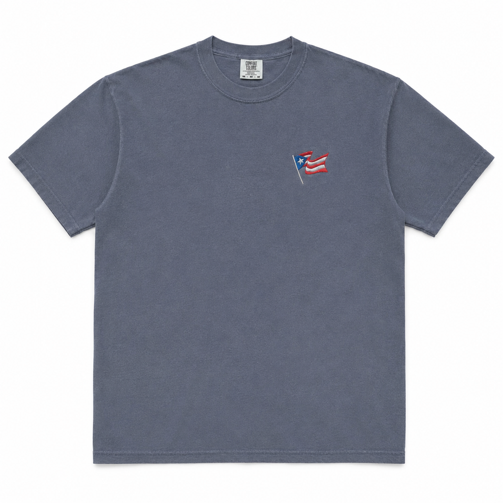 Boricua Flag Embroidered  Heavyweight Tee