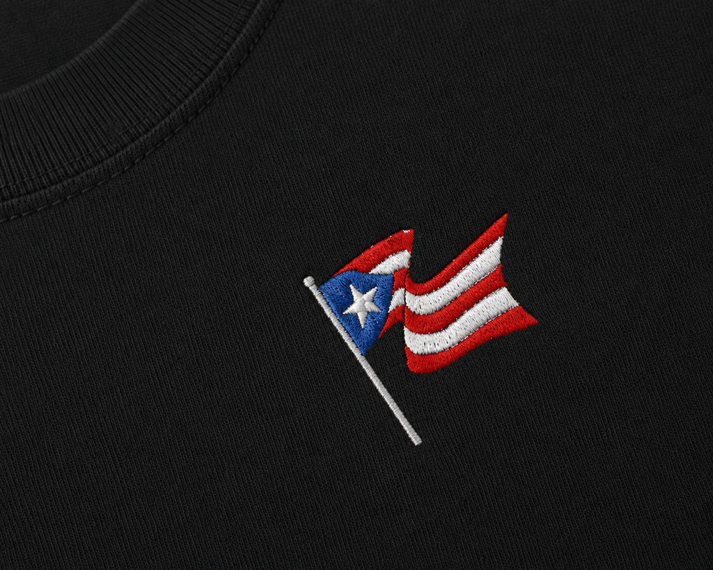 Boricua Flag Embroidered  Heavyweight Tee